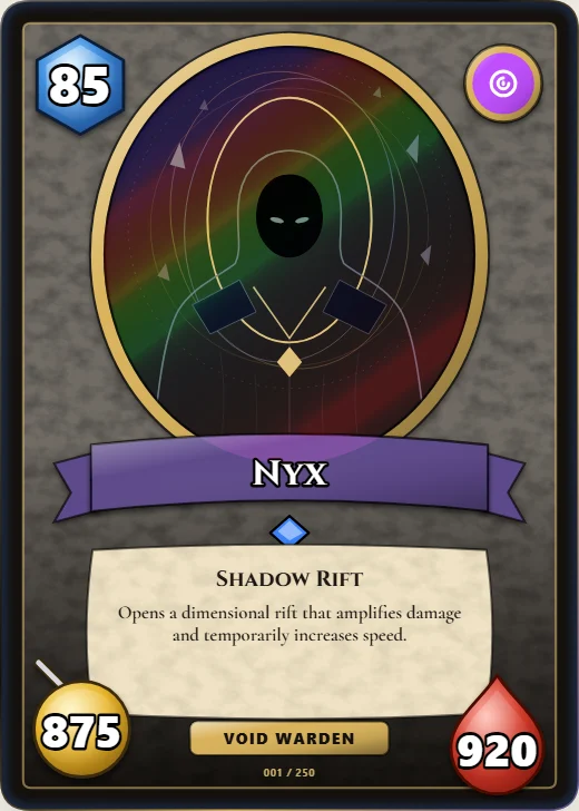 Hero Clash trading card template