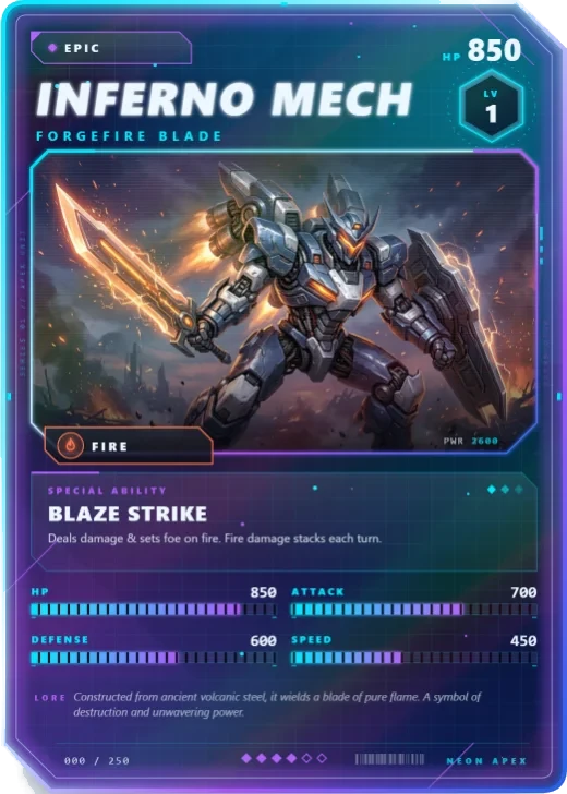 A trading card made with the Neon Apex template
