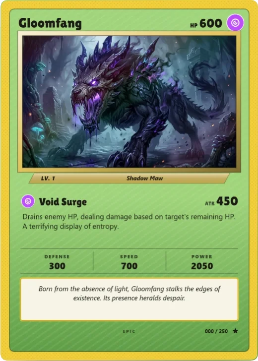Retro Border '99: a late-90s style creature card with a thick yellow border, an attack row and a rarity symbol
