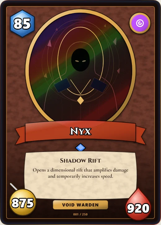 Hero Clash card in the Inferno palette