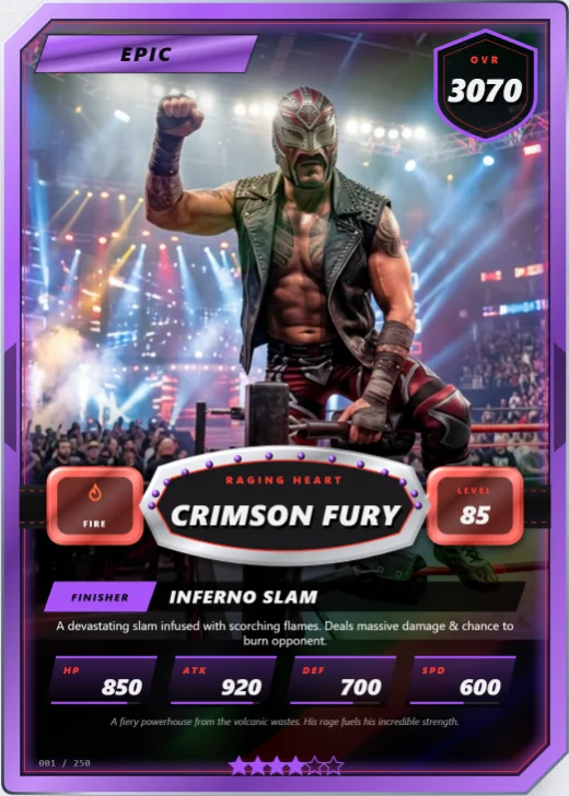 Main Event card in the Hardcore palette