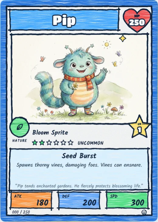 Marker Monster card in the Deep Sea palette