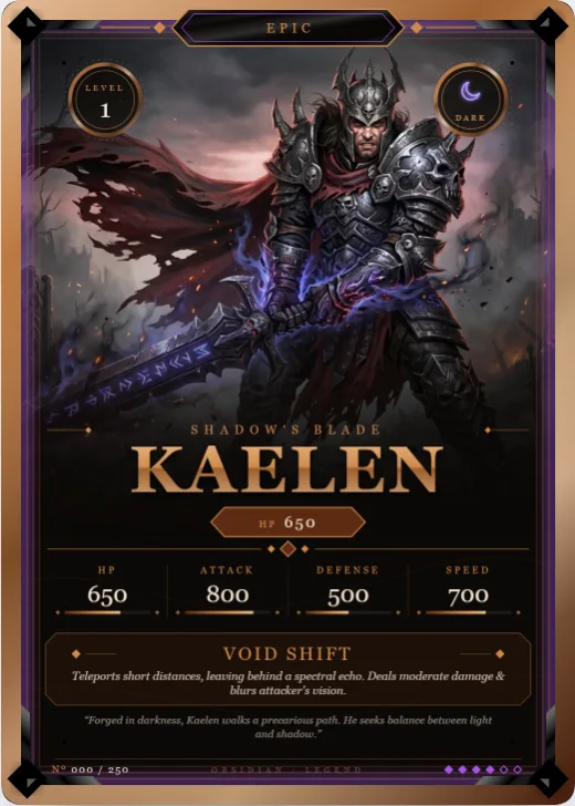 Obsidian Legend card in the Ancient Bronze palette